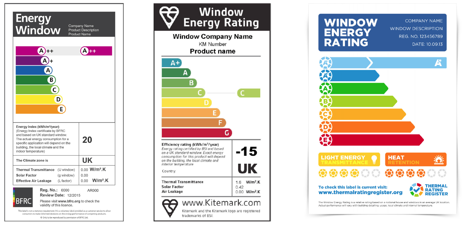 window energy rating labels from bfrc bsi and certass