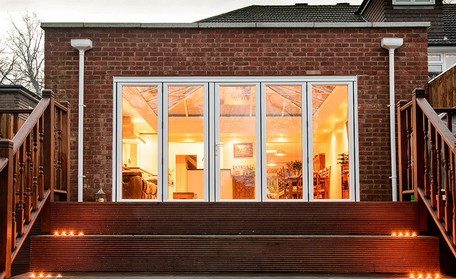 Orangery with bi-folding doors by Anglian Home Improvements myglazing ggf