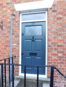 Georgian townhouse front door in Anthracite grey by Cheshire Joinery Services