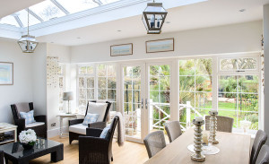 Orangery with lantern roof and Georgian bars by Anglian Home Improvements myglazing ggf