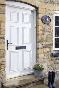 Traditional timber door finished in white by Anglian Home Improvements myglazing ggf
