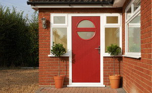 Seville front door in ruby red by Anglian Home Improvements myglazing ggf