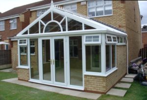 gable fronted conservatory french doors casement windows