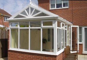 gable fronted conservatory open french doors