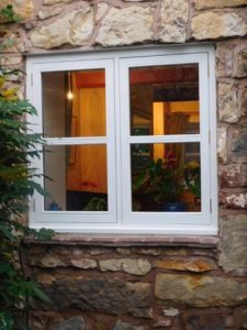 Flush window with central glazing bar - external cheshire joinery services