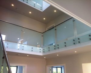 frosted window film on glass balustrade