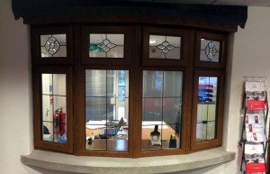 timber bay windows in showroom