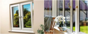 collage of two tilt and turn window designs pictured in situ