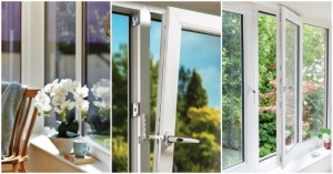 collage of three tilt and turn window designs